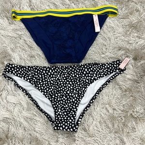 NWT (2) Bikini Victoria’s Secret Woman’s Large Bikini Bottom lace and polka dot